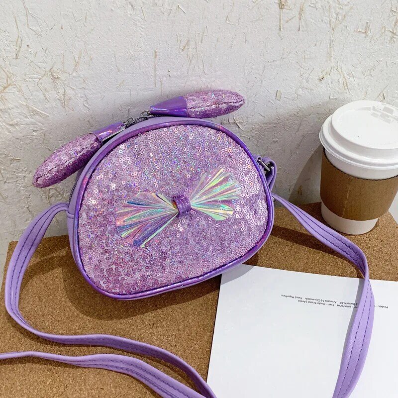 Child Girl Sequin Crossbody Bags Cute Colorful Shoulder Bag Cartoon Bags Fashionable Bow Princess Bag Colorful Round Bags Рюкзак