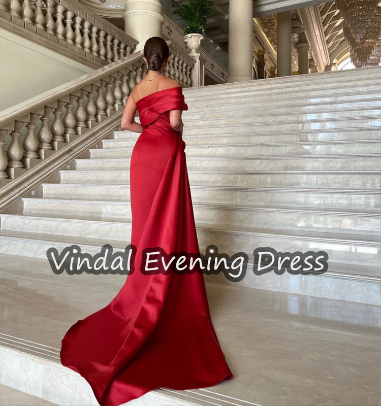 Vinda Off-the-shoulder Neckline A-Line Evening Dress Floor Crepe  Elegant Built-in Bra Saudi Arabia Long Sleeves For Woman 2024