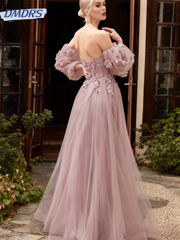 Graceful Off-Shoulder Gowns 2024 Romantic Floral Embroidered Evening Dress Classic A-Line Floor-length Gown Vestidos De Novia