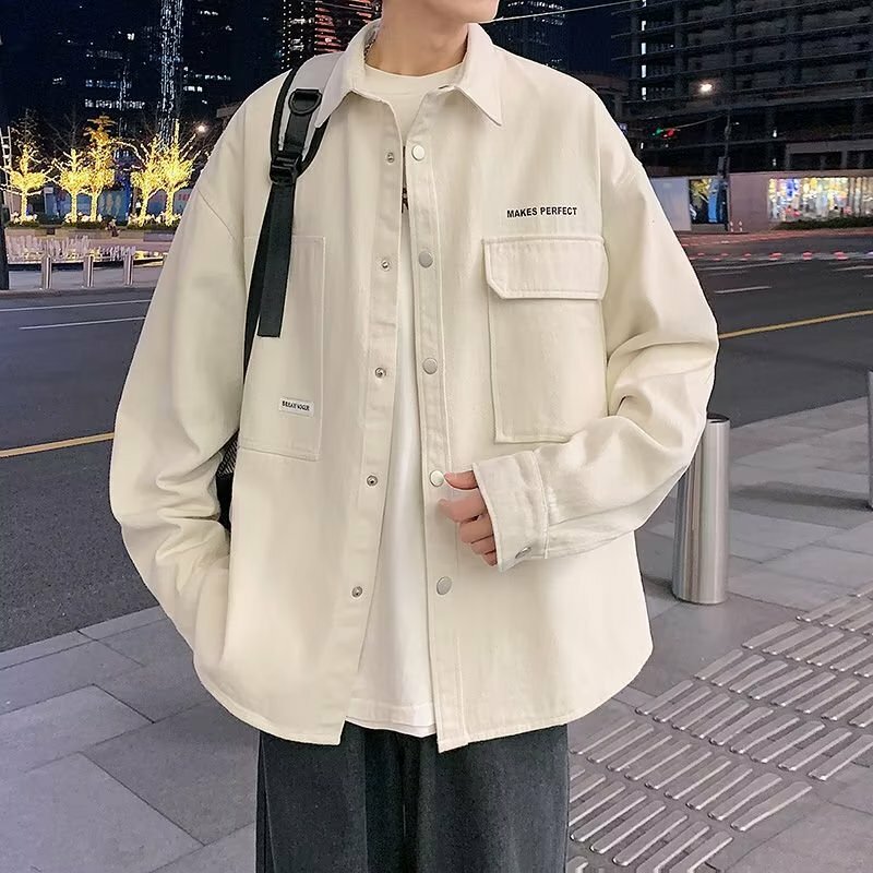 Neu in y2k Kleidung Streetwear Cargo Shirt Baumwolle Button Up Shirt Hip Hop Casual Blusen Unisex Mode Kleidung koreanische Kleidung