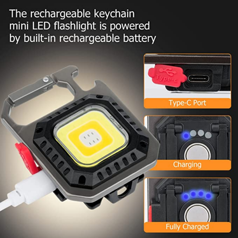 Mini LED Taschenlampe USB Aufladbare COB Arbeit Licht Tragbare Camping Licht Keychain Taschenlampe Flutlicht Mit Magnet Wasserdicht
