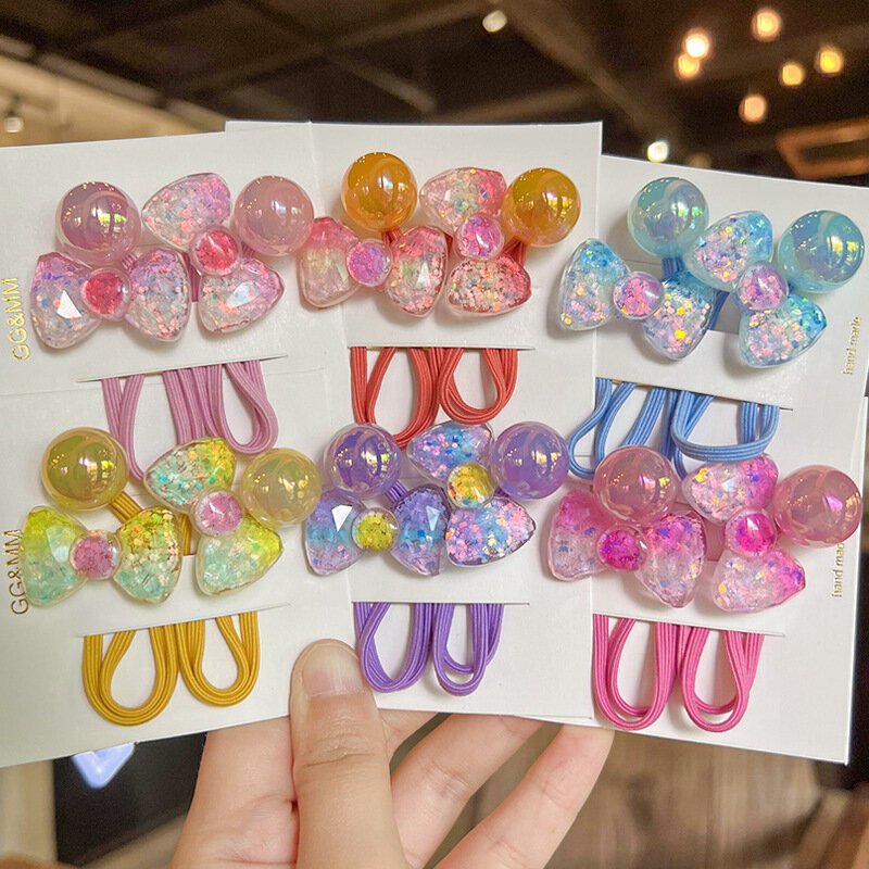 2 pezzi adorabili papillon sfumato colorato ragazze fasce elastiche per capelli bambini principessa accessori per capelli cravatte per capelli per bambini copricapo per bambini