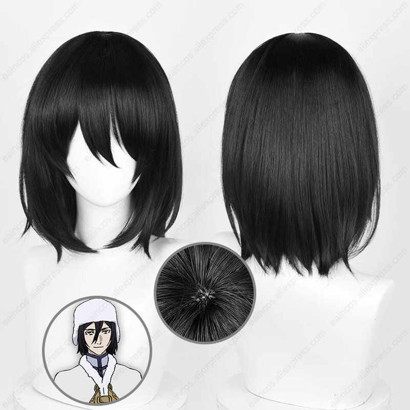 Peruca de cabelo sintético preto curto, cosplay anime, slideodor dostoiévski d, resistente ao calor, 35cm