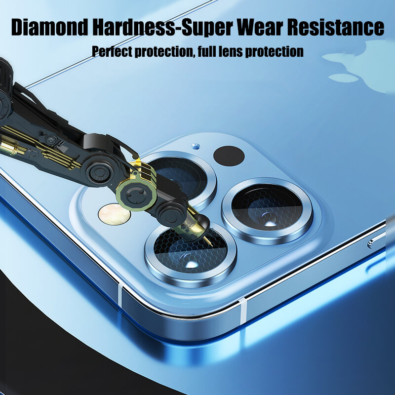 Protector de cámara de Metal de diamante para IPhone 13 14 11 Pro Max, Protector de cámara para IPhone 12 13 Mini, vidrio de protección de lente, Juego de 3 piezas
