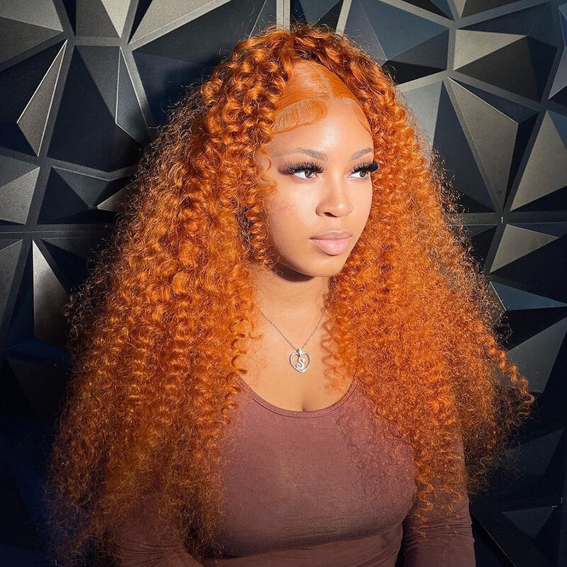 Orange Ginger Lace Front Wig Human Hair Curly Lace Front Human Hair Wig Glueless Water Deep Wave 13X4 13X6 Hd Lace Frontal Wig