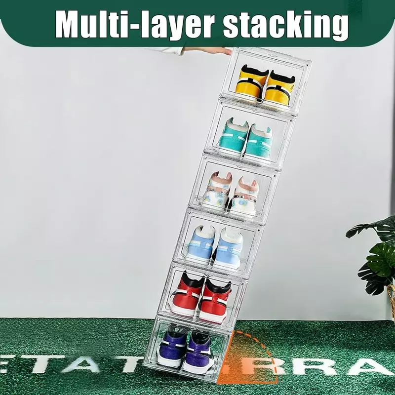 Shoebox clear plastic stackable shoe organizer box for closet for sneaker lovers front shoebox gift, easy to assemble