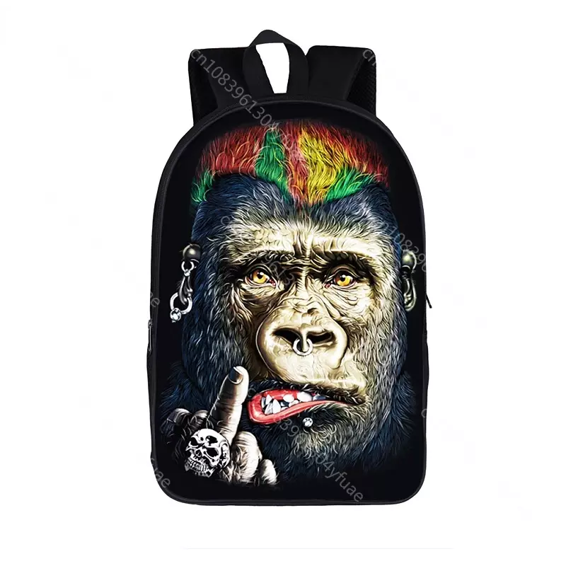 Funny Orangutan / Monkey Middle Finger Print Backpack for Teenager Boys Girls Children School Bags Backpack Women Men Rucksack