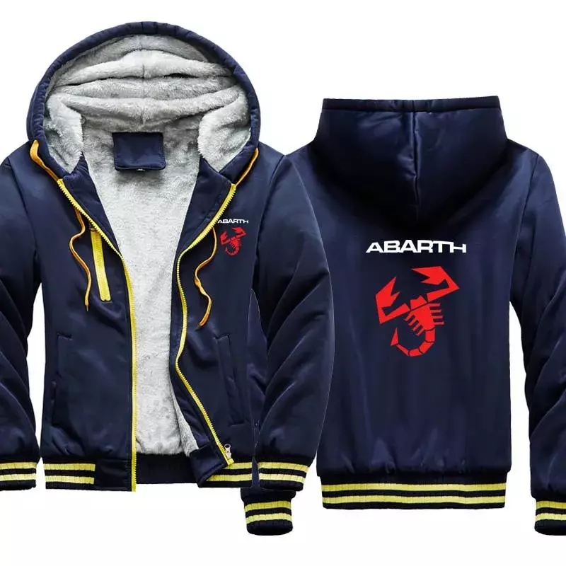 winter Men's Plus cashmere Hoodie uniform Abarth car logo printing  Plus velvet thickening Warm Male clothes