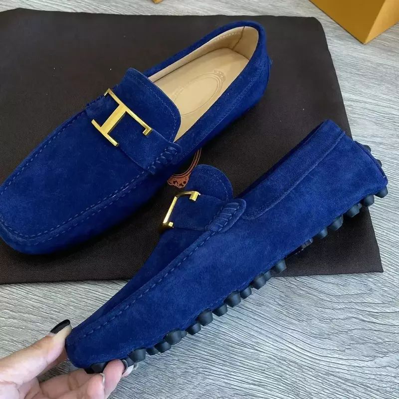Sepatu santai kulit asli untuk pria, sepatu santai gaya Eropa dan Amerika, sepatu dasar datar bahan kulit asli, sepatu loafer Lefu untuk pria