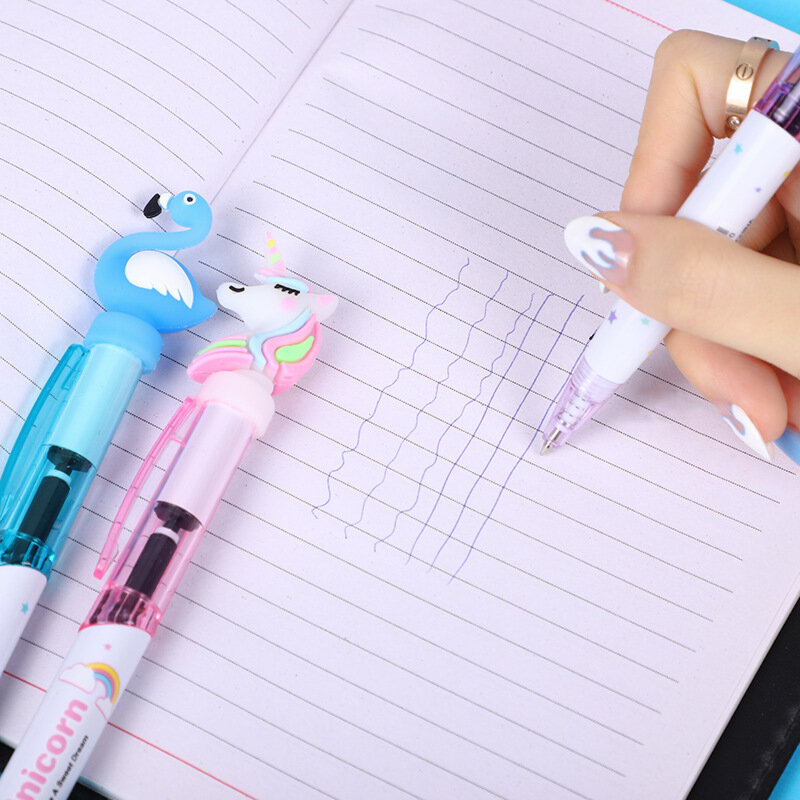 Unicórnio dos desenhos animados com caneta leve criativo bonito luminosa caneta esferográfica estudante escrita material escolar ferramenta 1pcs