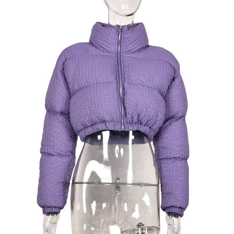 Women's Short Down Jacket Cotton Padded Parka Coat Stand-up Collar Zipper Winter Bubble Jacket To Keep Warm Casual Streetwear