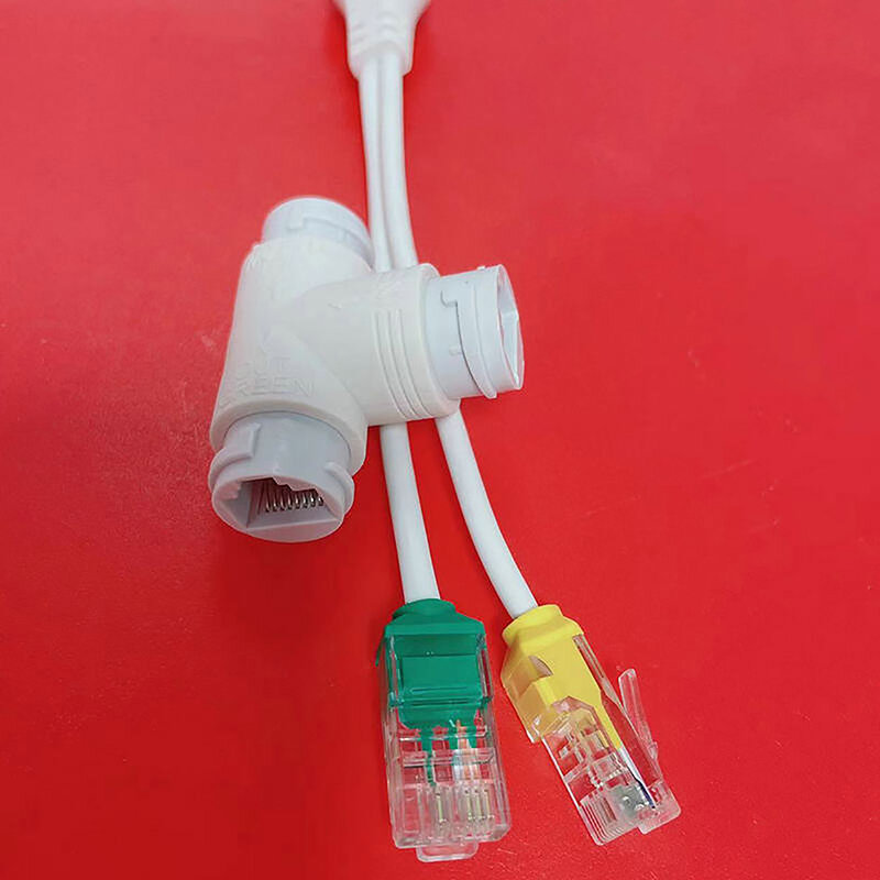 POE adaptor Splitter Ethernet, satu kabel jaringan dua kamera Splitter Combiner konverter konektor
