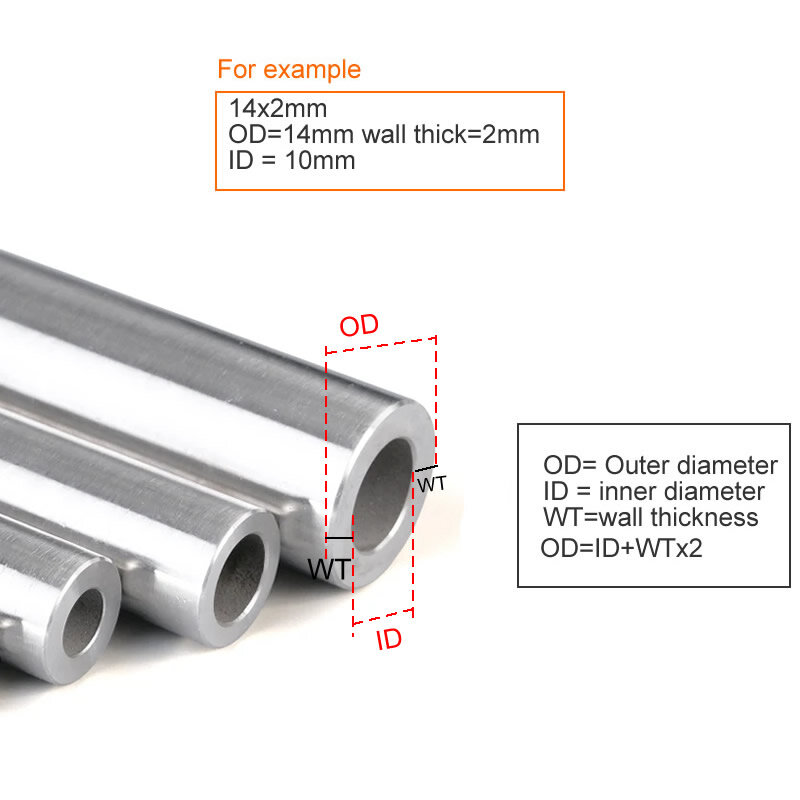 Tubo de precisión de acero inoxidable 304, od14 x 2,5mm, diámetro exterior 14mm, espesor de pared 2,5mm, diámetro interior 9mm, tolerancia 0,05mm