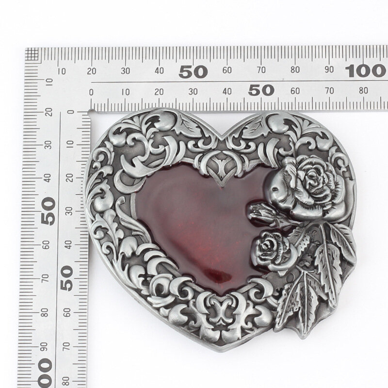Woman Belt Buckle Vintage Style Palace Pattern Roses and Red Hearts