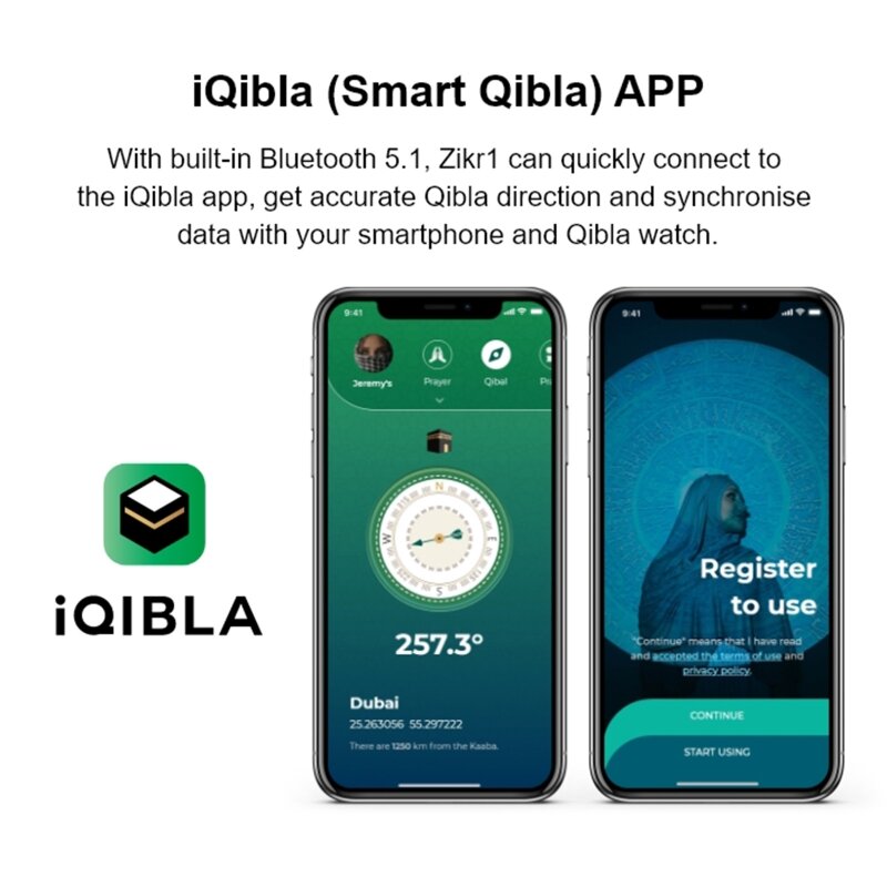 Iqibla-モバイル用のスマートな水平カウンター、zikリング、デジタルtasbeeh5の祈り時間、振動リマインダー、防水、pk m02