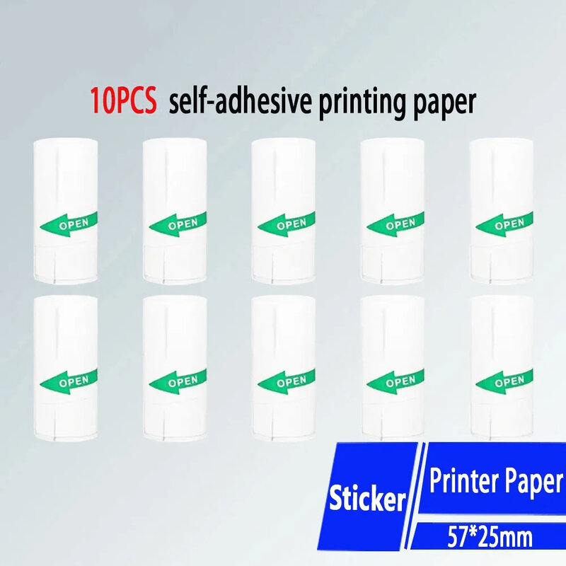 10 рулонов, самоклеящаяся бумага для печати этикеток, 57x25 мм