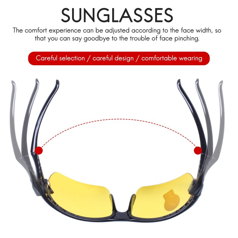 Gafas de sol con visión nocturna, lentes de sol para ciclismo al aire libre, color negro y amarillo