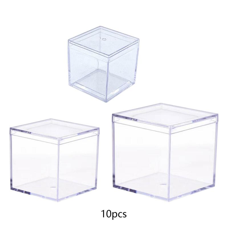 10Pcs Small Acrylic Display Case Shop Candy Box for Doll Collectibles Crafts