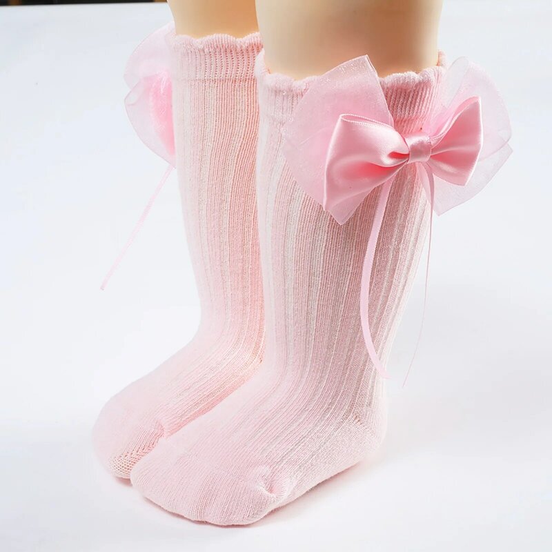 1/2 pz calzini per bambini 0-3 anni Toddlers ragazzi ragazze principessa Bow calzini scarpe calzini primi camminatori calzini da pavimento scarpe in pelle abbinate
