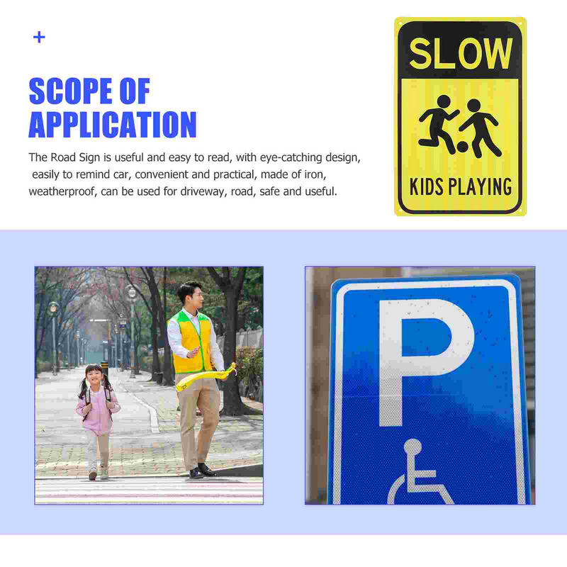 Panneau de signalisation routière en métal pour enfants, pour ralentir la circulation, pour la mise en garde