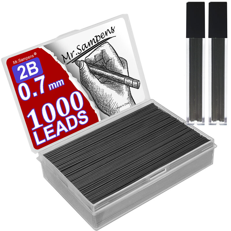1000Pcs/Box 0.5mm 0.7mm 2B Mechanical Pencil Refill Leads Automatic Core School Black