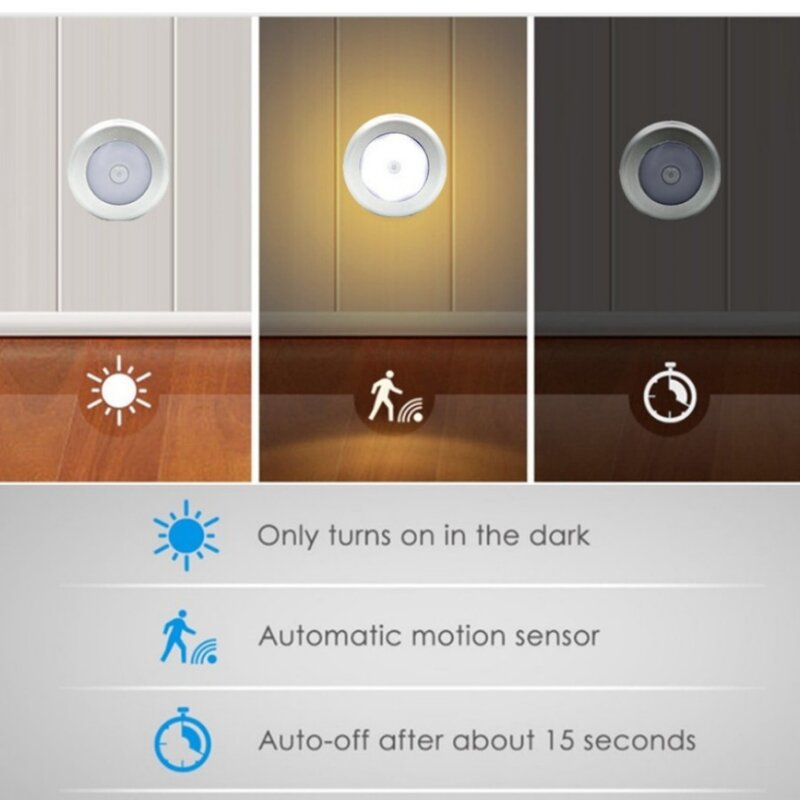 Detektor nirkabel induksi tubuh manusia, lampu LED Sensor gerak hidup/Off otomatis untuk lampu samping tempat tidur rumah