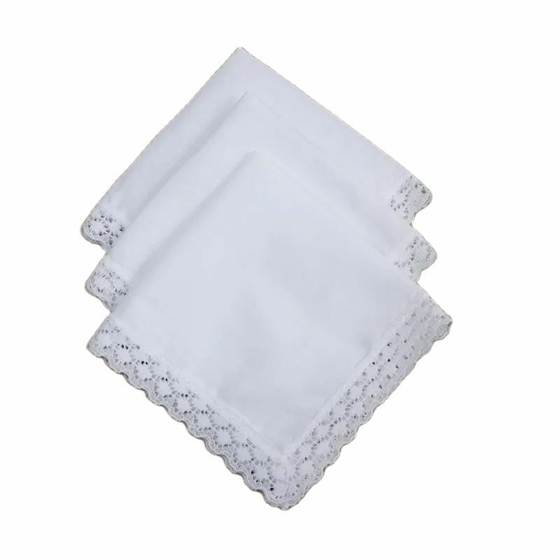 Pañuelo de algodón blanco puro, pañuelo pequeño hecho a mano, graffiti, encaje DIY, 10 unidades por lote