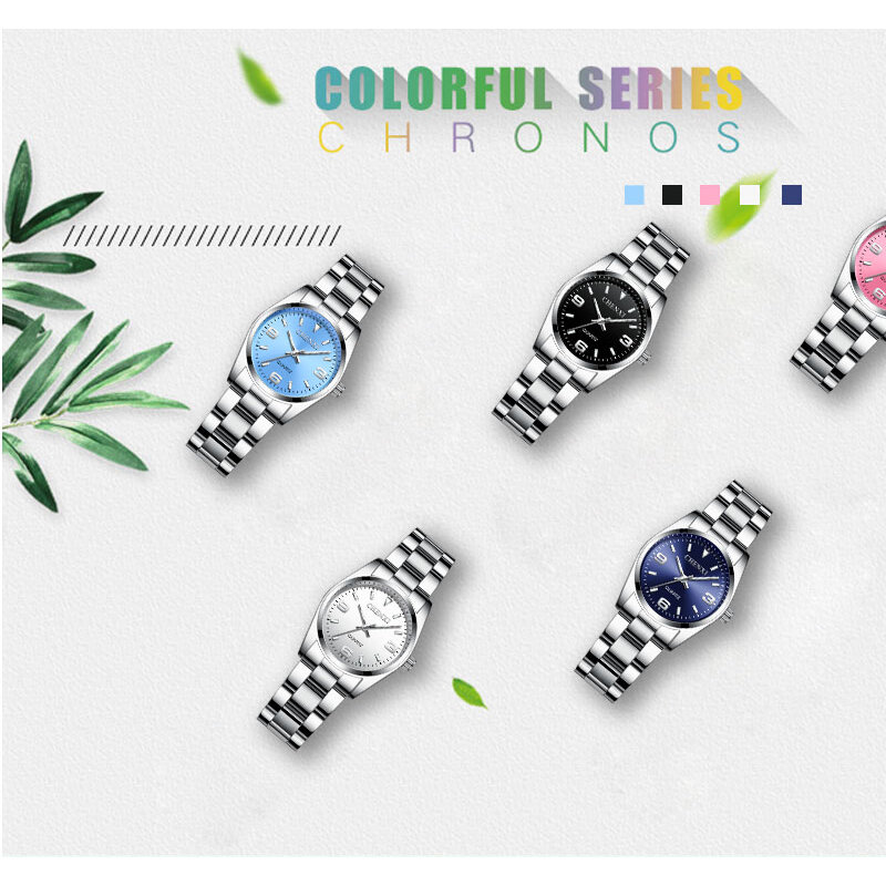 CHENXI Fashion Pink Dial Watches For Women High Quality Quartz Watch Elegant Dress Ladies Stainless Steel Wristwatches xfcs