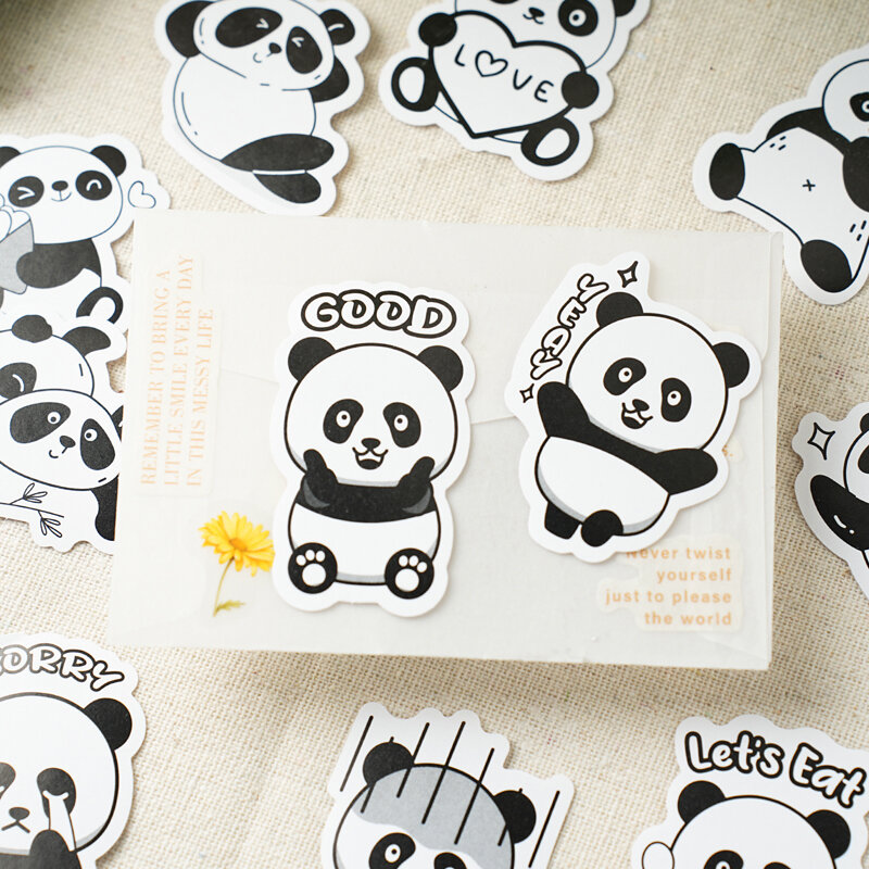Marcadores de la serie panda para decoración de álbumes de fotos, etiquetas adhesivas, 12 paquetes por lote