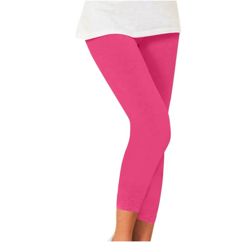 Leggings Capri elásticos para mujer, pantalones pitillo de Yoga, Color caramelo, talla grande, novedad de verano, 2024