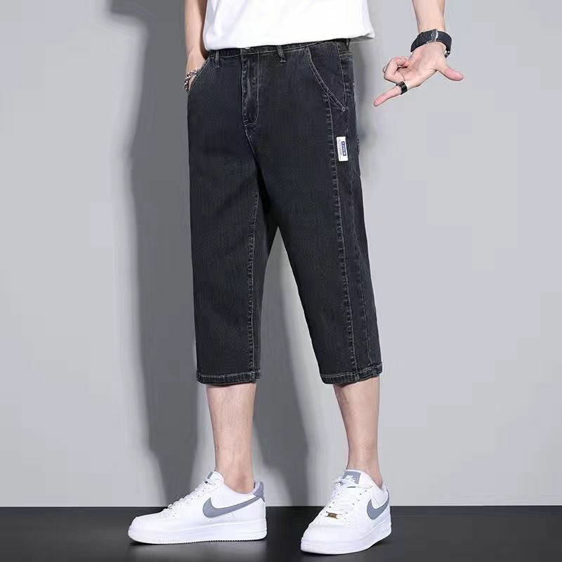 2024 nowy minimalistyczny wygodne markowe letnie jednolity kolor cienkie męskie kieszenie na zamek błyskawiczny modne luźne proste jeansowe szorty