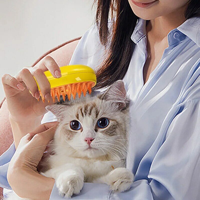Szczotka do włosy kota w sprayu dla psa szczotka parowa elektryczna do masażu pielęgnacja zwierząt domowych dla kotków zwierząt domowych szczotka do kąpieli usuwająca splątane i do rozczesywania sierści