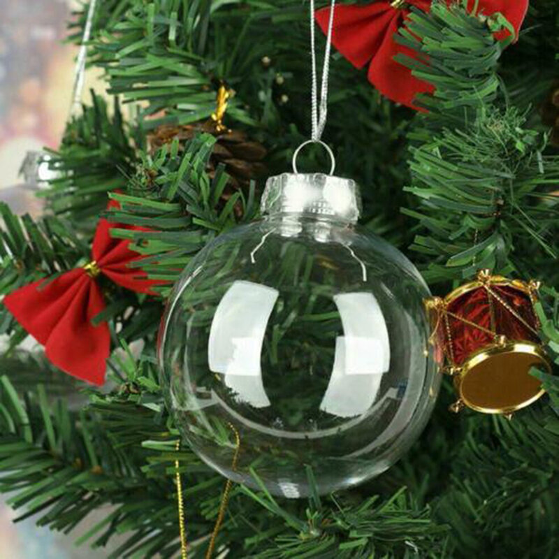 Прозрачный шар, радужные стеклянные шары, елочные шары, украшение для рождественской елки, прозрачная пластиковая фотография, упаковка из 12 шт.