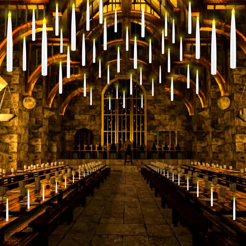 10-200Pcs candele galleggianti con bacchetta magica tremolante luce calda LED candele senza fiamma candele coniche per natale/matrimonio/festa