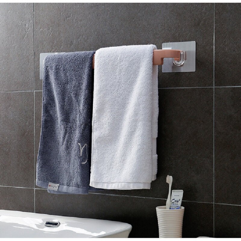 Useful Plastic Wall Mounted Bathroom Towel Bar Shelf Self-adhesive Rack Holder Toilet Roll Paper Hanging Hanger Bathroom Supply