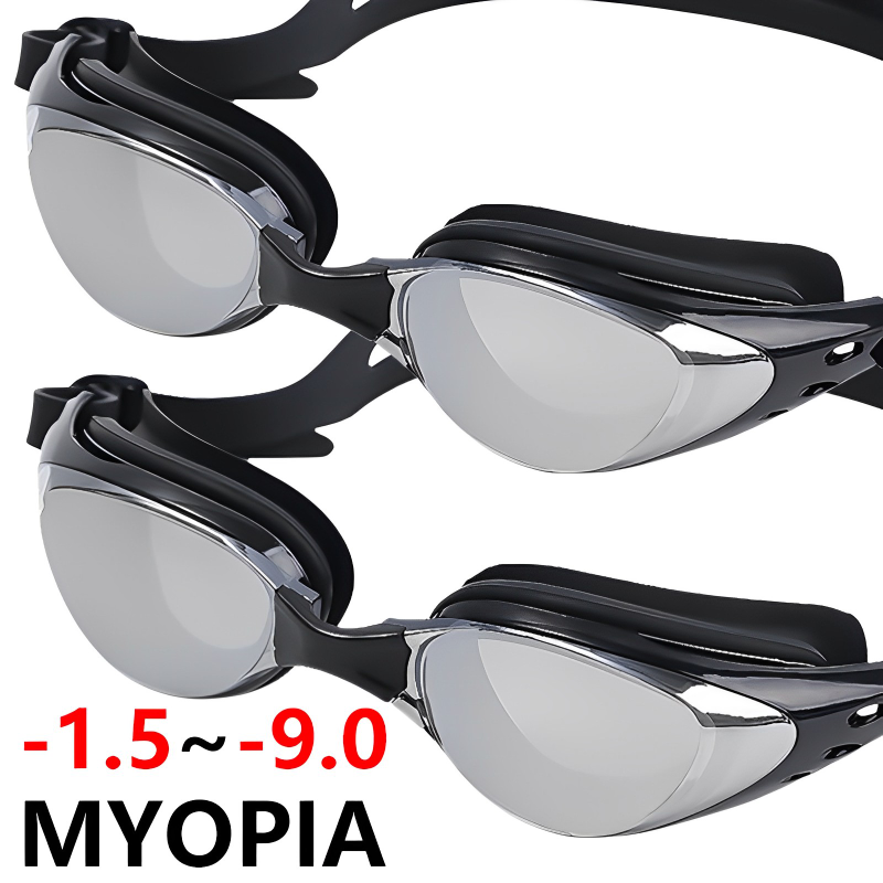 نظارات السباحة لقصر النظر-1.0 ~-9.0 نظارات السباحة المقاومة للضباب المقاومة للماء نظارات قصر النظر نظارات أنيقة تصفيح نظارات السباحة للجنسين