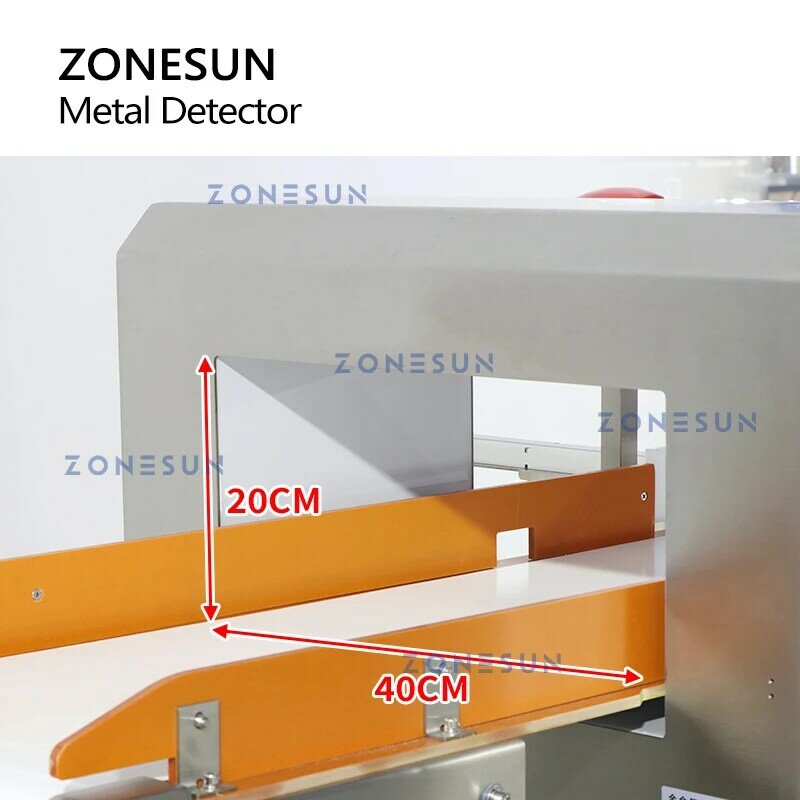 Zonesun ZS-MD1 Metalen Detector Checker Voedselveiligheid Ferreous Nonferreous Staal Onzuiverheid Afgewezen Afwijzing Bin Productie Proces