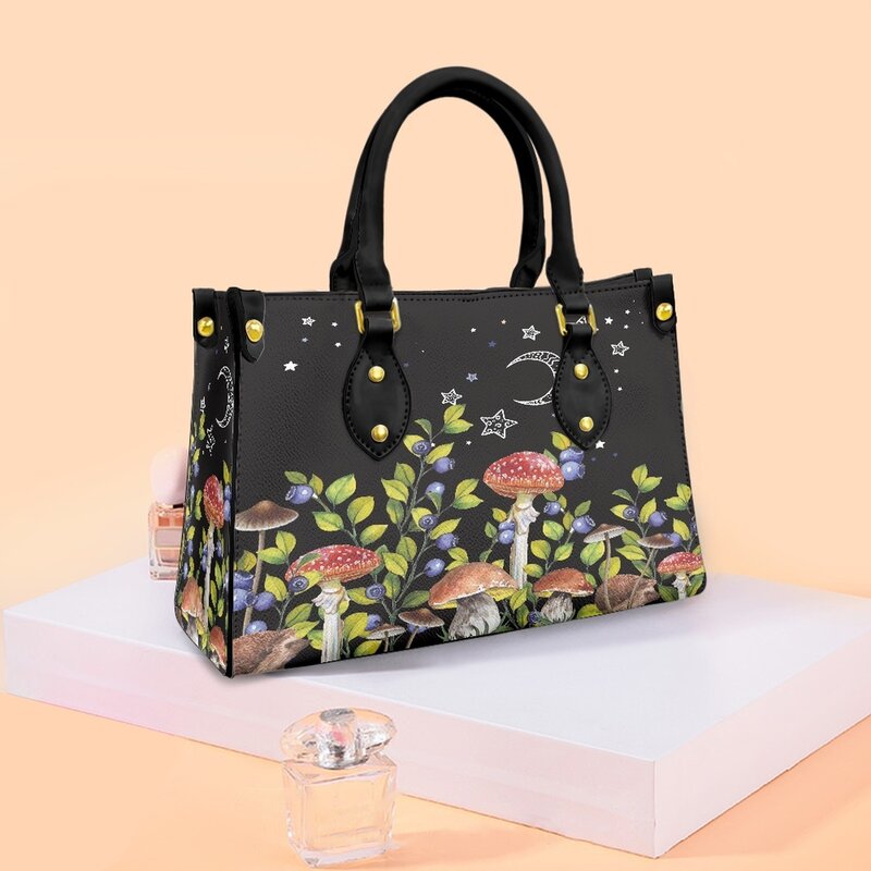 Cogumelo 3d impresso saco lateral feminino luxo bonito sacos de moda de rua famosa bolsa de couro personalizado ao ar livre