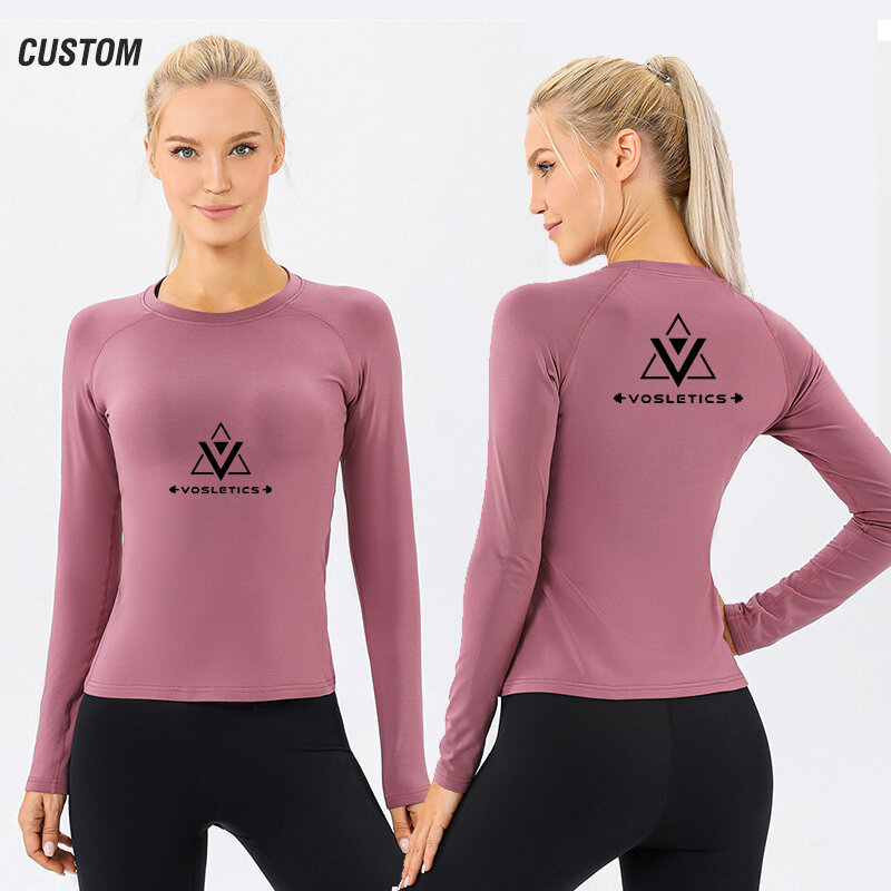 Atasan Yoga Kebugaran Kustom Pakaian Olahraga Atasan Yoga Wanita Dapat Disesuaikan Kepribadian Kaus Yoga Wanita Atasan Olahraga DIY T Shirt Lari Wanita