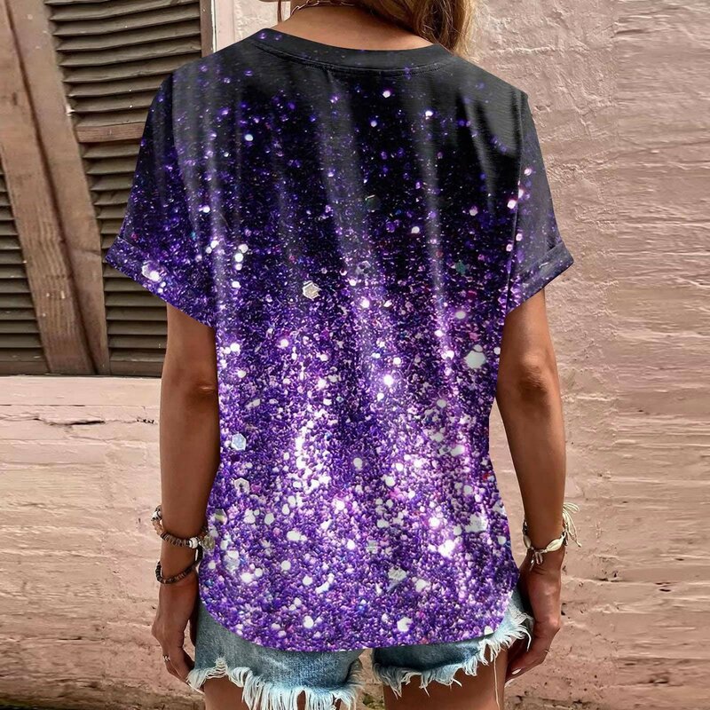 Camiseta con estampado Floral para mujer, Blusa de manga corta con botones trenzados, a la moda, para verano, 2024