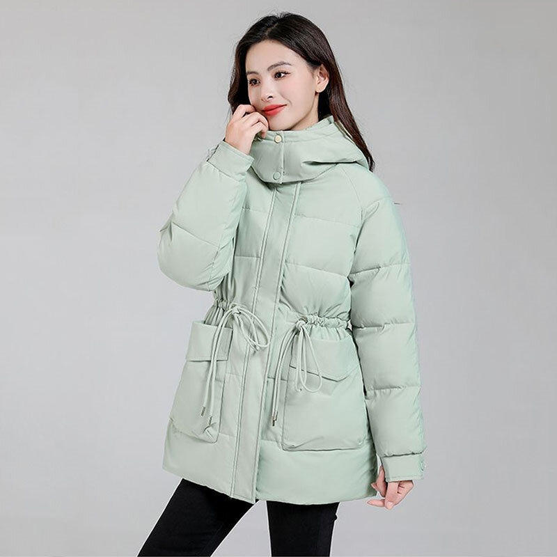Casaco grosso e quente de algodão para mulheres, parkas soltas, casual feminino, roupa de neve feminina, jaqueta coreana, novo, inverno, 2023