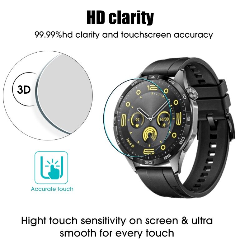 1/5 buah kaca Tempered keras untuk jam tangan Huawei GT 4 pelindung layar 41mm 46mm Film pelindung ramah casing untuk GT4 GT 4