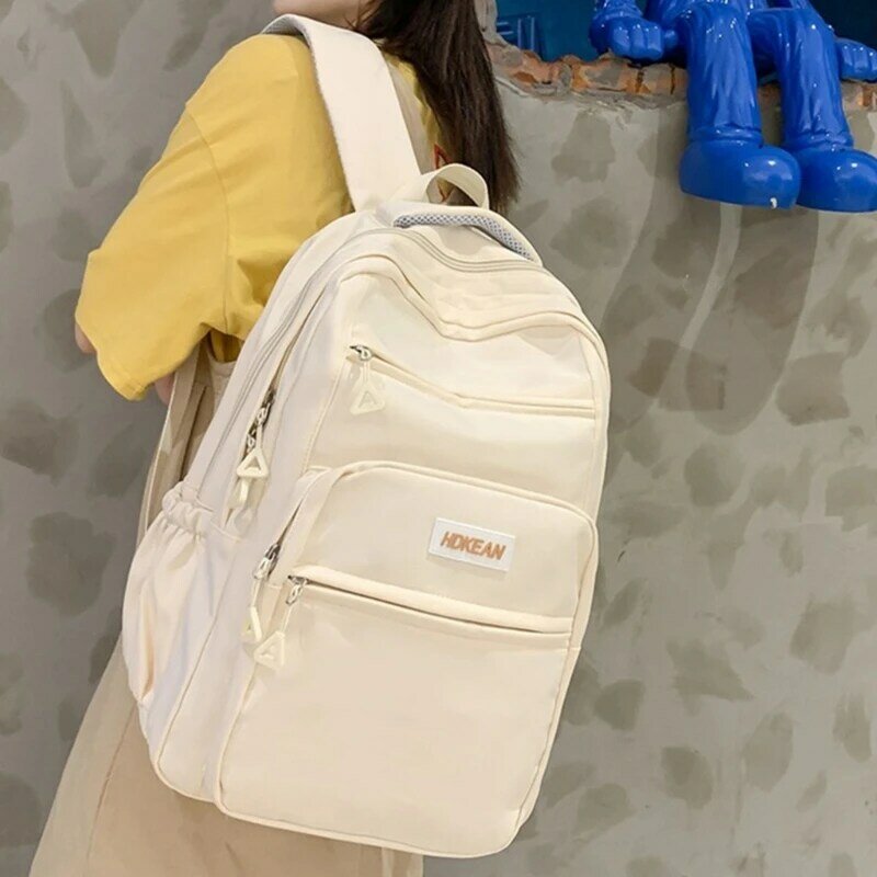 Mochila de viaje de gran capacidad simple y elegante para mujeres y hombres, mochila escolar de nailon, mochila para ordenador
