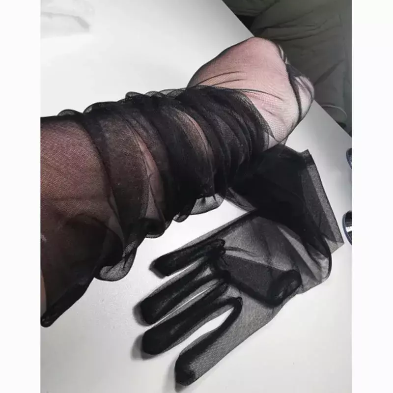 Nouveaux gants pour femmes, robe 55cm, gants en maille transparente, Sexy, coude fin, longs gants, accessoire de mariage, gants Anti-UV, cyclisme, conduite