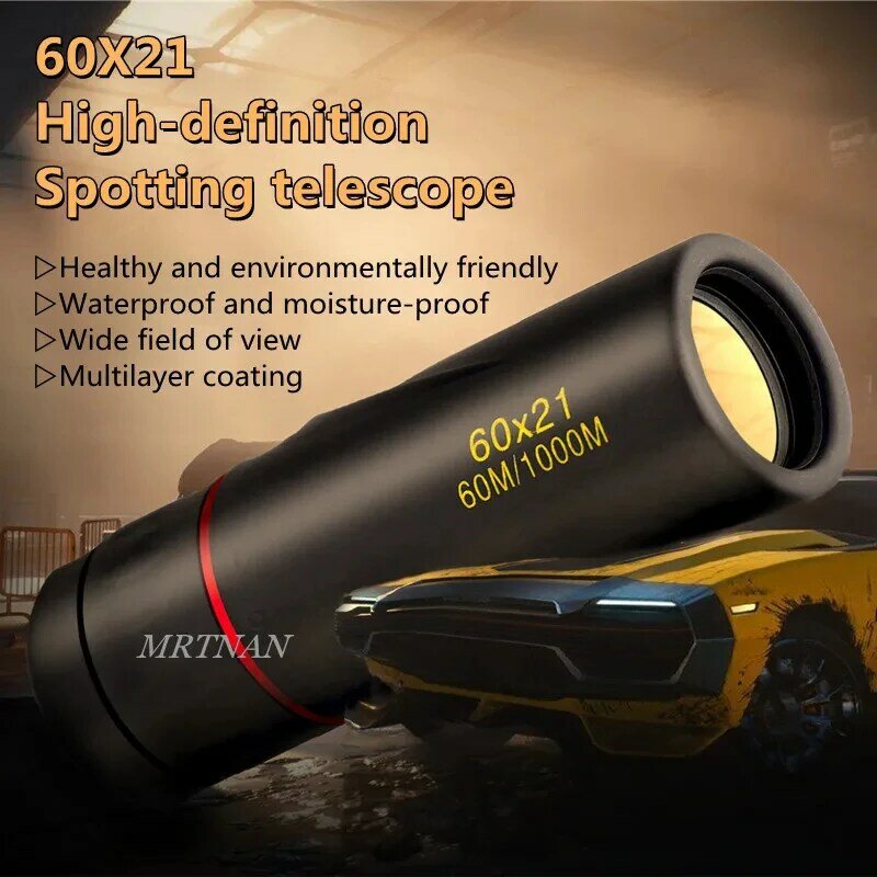 60x21 Telescope Monocular Waterproof Mini Portable Spotting Scope High Definition Adjustable Focal For Bird Watching