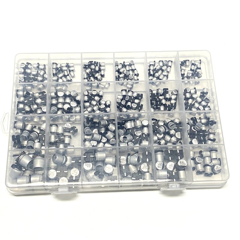 Puzzles électrolytiques en aluminium avec boîte, SMD WieshammKit, 24 valeurs, SMD 1uF ~ 400 uF, 1000 V-50V, 6.3 pièces