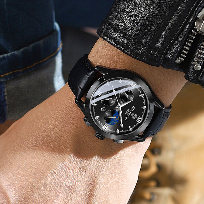 นาฬิกาควอตซ์วินเทจหน้าปัดเพชรอ่านง่ายเรืองแสงนาฬิกาข้อมือปฏิทินสำหรับทำงานและสำนักงาน
