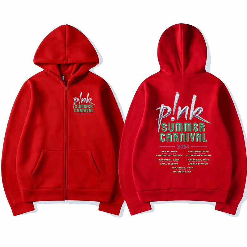 Pink Singer Summer Carnival 2024 Zipper Hoodies Fashion Harajuku Pullovers Zip Up Hooded Sweatshirts Streetwear Fans Gift Unisex