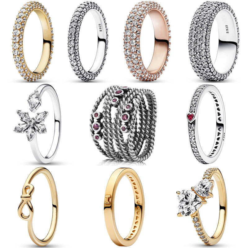 Original Love Message Herbarium Cluster Timeless Pave Single-row Rings For Women 925 Sterling Silver Ring Gift Europe Jewelry