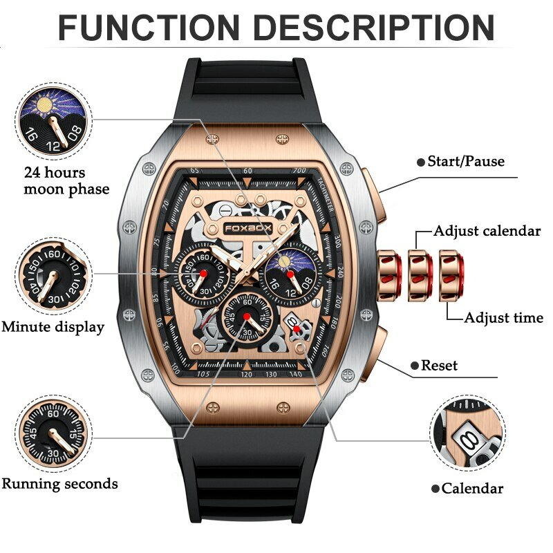 2024 New Sports Watch Men Top Brand Luxury Mens Watches Business Waterproof Military Quartz Chronograph Wristwatch Montre Homme